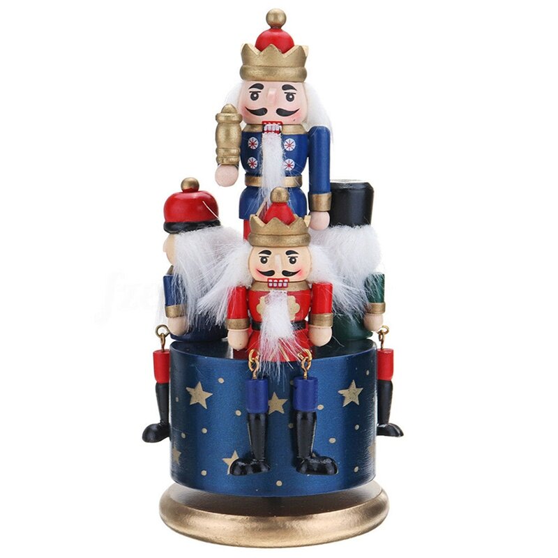 Nutcracker Kids Birthday Home Christmas Decoration Music Box DIY Wooden Nutcracker Toy Crafts Music box XMAS Gift Set