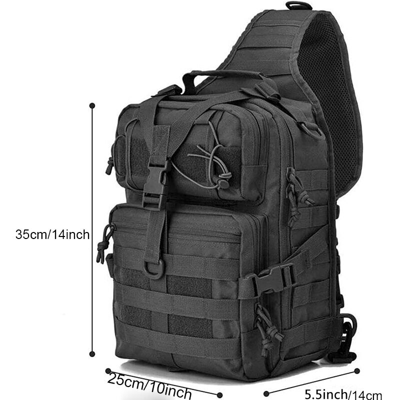 Tactical Militar Sling Mochila Pequeno Sling Rover Shoulder Bag Molle Outdoor Camping Daypack Mochila Com Alça Ajustável