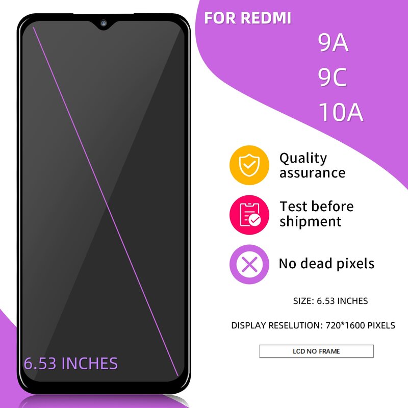 6.53 "für xiaomi redmi 9a display lcd m2006c3lg Touchscreen-Digitalis ierer für redmi 9c lcd m2006c3mg Ersatzteile