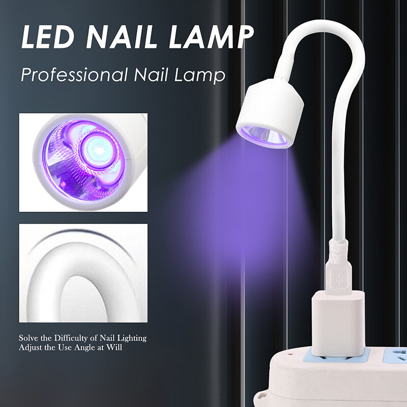 Mini Sèche-Ongles UV LED USB Portable avec Bras Rotatif à 360 °, Lampe à Gel Rapide pour Salon de Manucure à Domicile, 6W