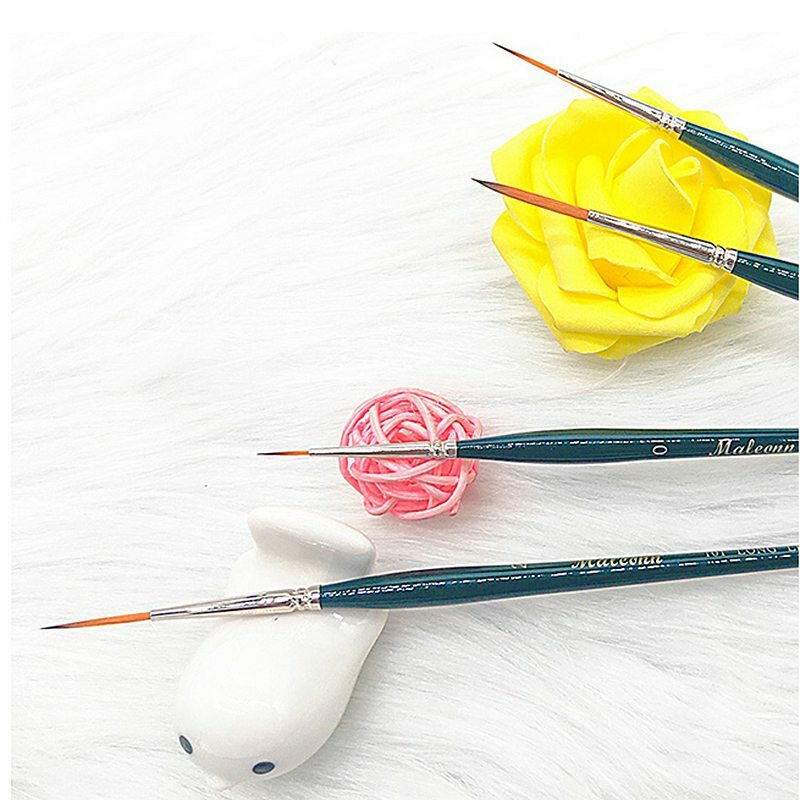 Maleonn 2pc Miniature Paint Brushes Long Detail Fine Thin Hook Line Pen For Acrylic Watercolor Oil Gouache Painting Art Supplies