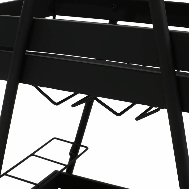 Wolfeboro-carrito de bar de 2 capas de metal para exteriores, color negro mate