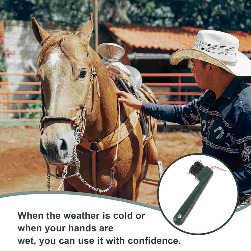 Plástico cavalo casco escolher escova com aperto, alça de limpeza, portátil ferradura grooming ferramenta