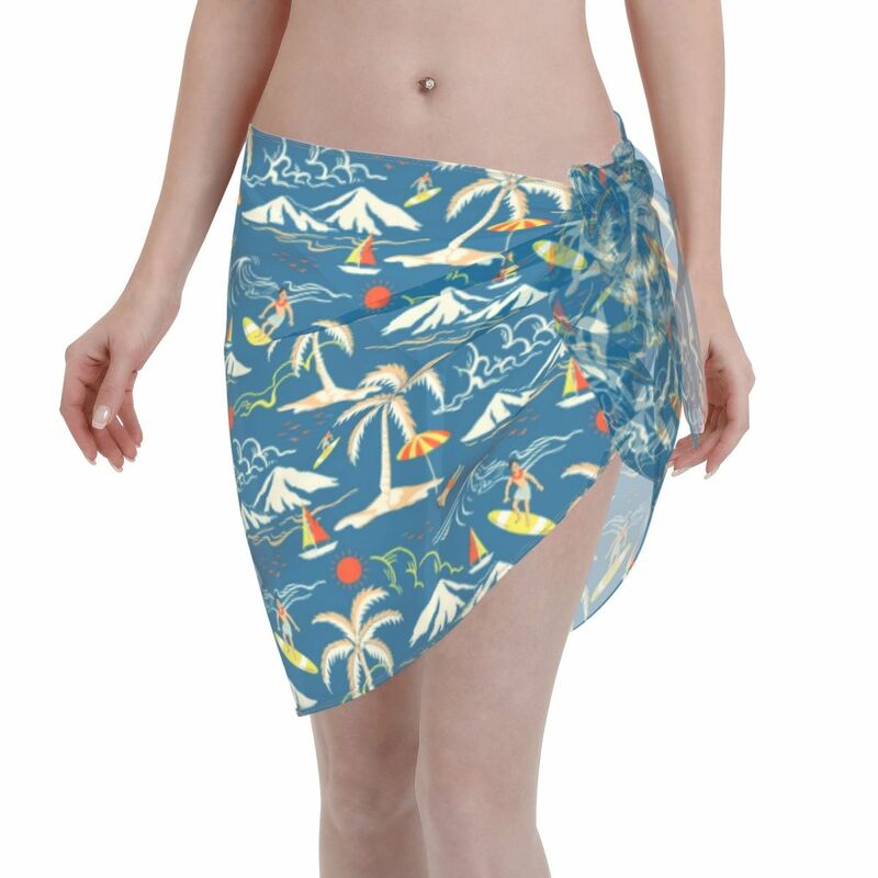 Chiffon Bademode Pareo Schal Tropische Insel Palm Nautischen Abdeckung Up Wrap Kaftan Sarong Rock Bademode Badeanzug Bikinis Cover Up