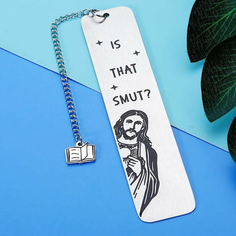 Bookmark logam lucu dengan buku rumbai pecinta Humor mengintip buku Yesus penanda-apakah itu Smut? Hadiah ulang tahun pembaca