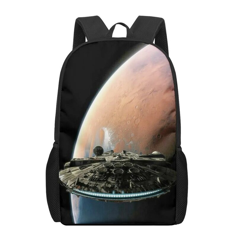 Kosmiczny statek kosmiczny UFO z nadrukiem dzieci torba na książki chłopców dziewczęce torby szkolne nastolatki plecak na co dzień Laptop torby do przechowywania plecaki