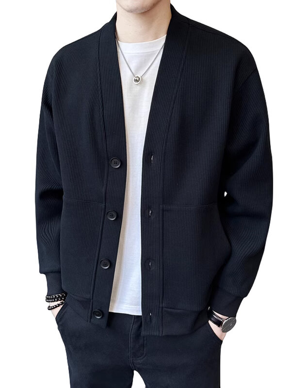 Fashion merek musim gugur dan musim dingin, rajutan pria Top Cardigan ramping pas badan Sweater kasual mantel jaket pria pakaian 2023 A31
