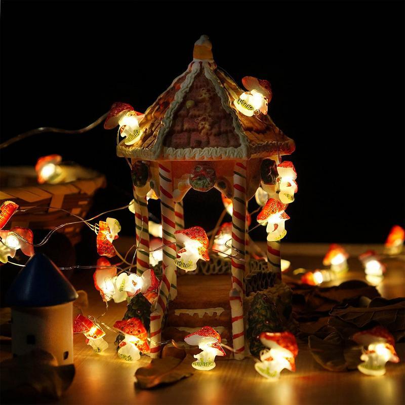 20/30 LED 3D Mushroom String Fairy Light Copper Wire Christmas DIY Garland Lamp Garden Night Lamp Home Holiday Party Decor