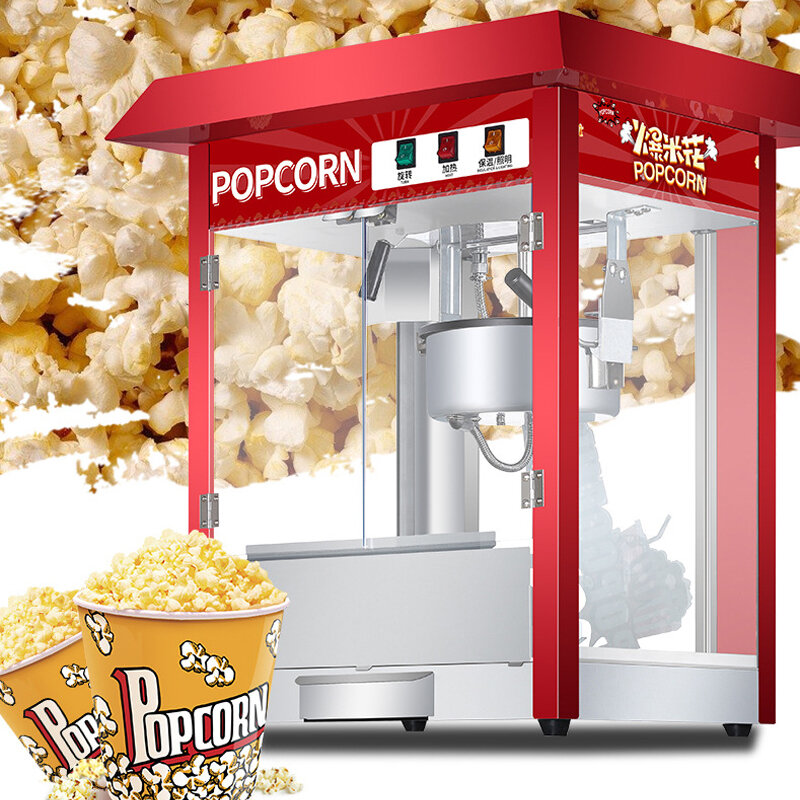 Popcorn Machine Commercial Stall Automatic Electric Corn Snack Maker Bulking Fabricator Stainless Steel Body