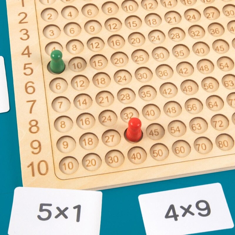 Planche d'arithmétique en bois Montessori, jouet de Multiplication 9x9, illumination sensorielle, Puzzle compétitif, cadeau pour enfants