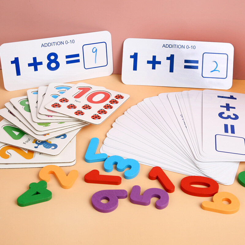 Montessori ของเล่นคณิตศาสตร์สำหรับเด็กก่อนการศึกษาสำหรับเด็กของเล่นนับไม้สติกเกอร์เด็ก Number Cognition วันเกิดของขวัญ