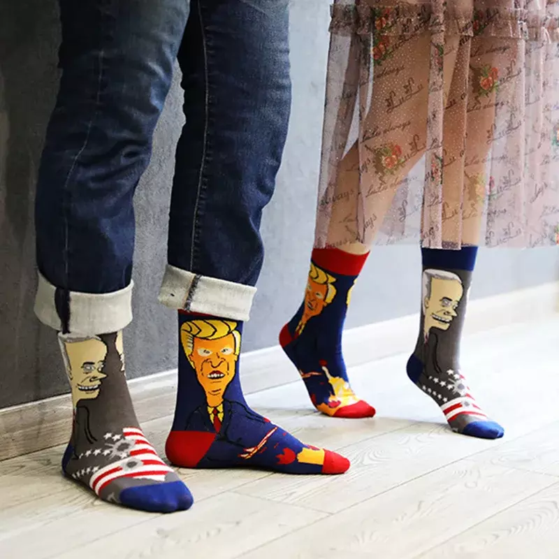 New Asymmetric Couple AB Mandarin Duck Fashion Cartoon Cute Funny Sports Colorful Mid tube Cotton Socks