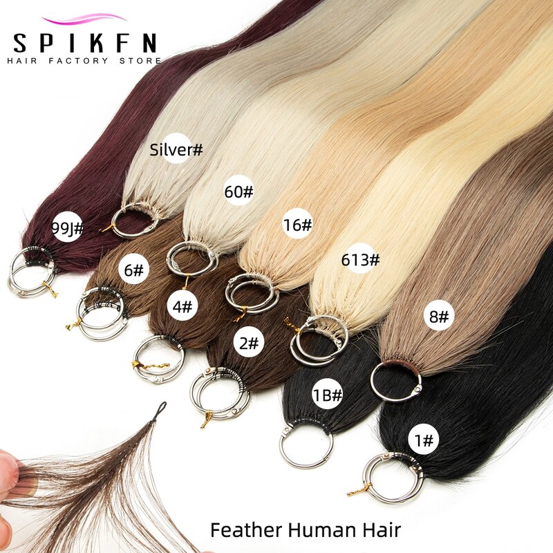 Micro Feather Line Hair Extensions 16 "-24" macchina naturale Remy Human Hair Invisivle Hand Knitting 40 fili Salon Supply