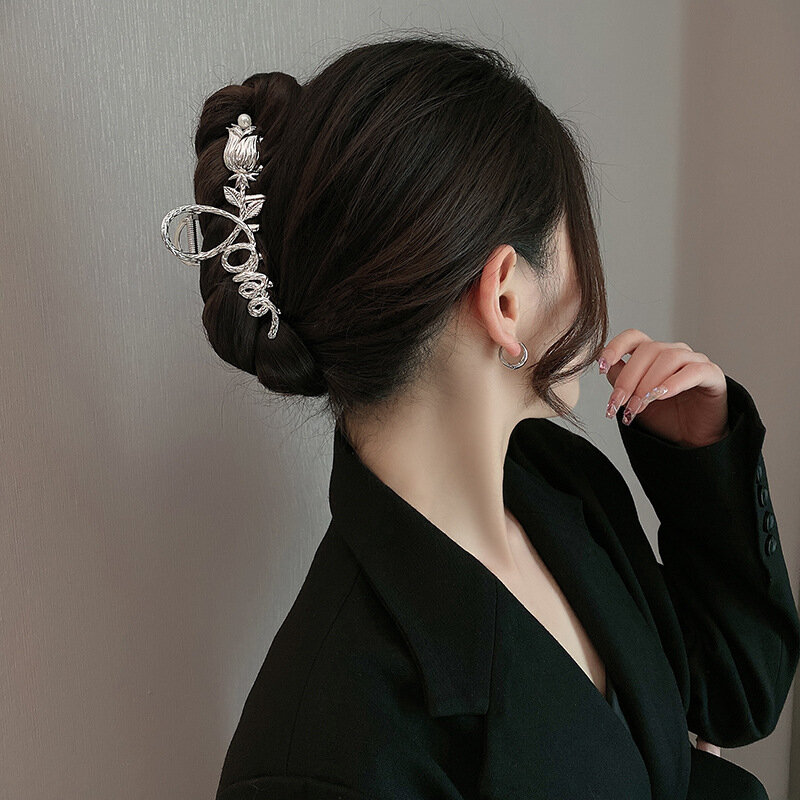 Aishg neue Mode doppelseitige Rose Perle Haars pange Frauen personal isierte elegante Design Hai Clip Mädchen Haarschmuck