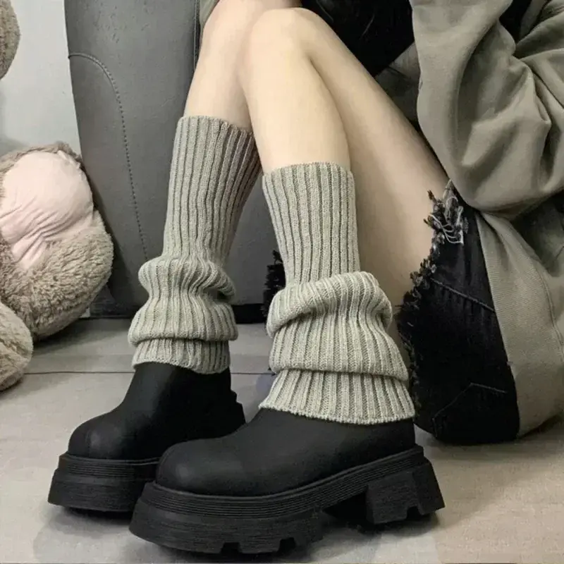 2023 Lolita Leg Warmers Women's Long Socks Wool Knitted Foot Cover Arm Warmer Y2K Autumn Winter Crochet Heap Socks Boot Cuffs