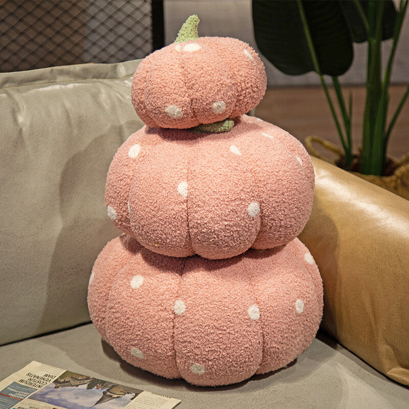 Kawaii Halloween Pumpkin Plush Pillow, boneca de pelúcia macia, brinquedos de plantas, adereços, decoração de aniversário, presentes infantis, novo, Ins, 18-48cm
