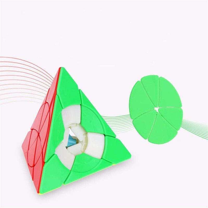 YongJun YJ 꽃잎 피라미드 큐브, 피라미드 삼각형 4 축 사면체 퍼즐 큐브, 부드러운 회전 큐브 장난감