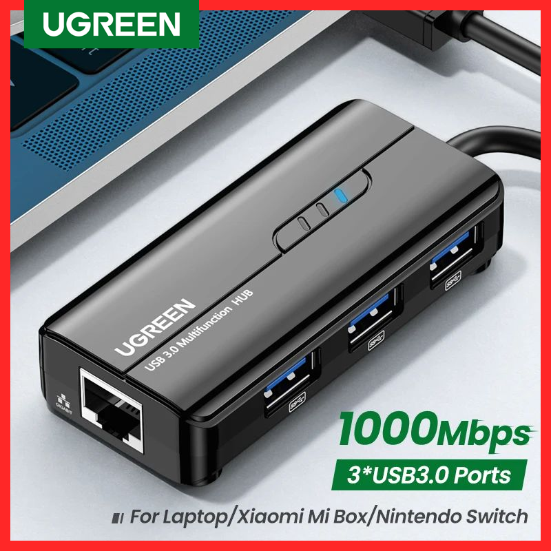 UGREEN USB3.0 محول إيثرنت 1000Mbps USB RJ45 USB HUB لأجهزة الكمبيوتر المحمول شاومي Mi Box S/3 ويندوز إيثرنت HUB USB Lan بطاقة الشبكة