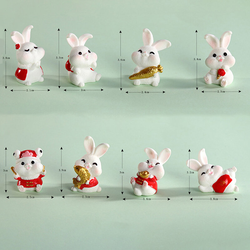 Śliczne Mini królik ozdoba ogrodowa miniaturowa figurka donica na rośliny wróżka Decor model rysunek zając nowoczesna statua symulacja nowy rok