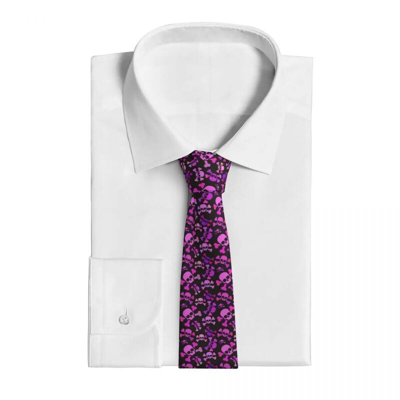 Różowe czaszki krawat mody Cartoon eleganckie krawaty dla mężczyzn kobiet wesele przyjęcie jakości wywinięty kołnierz graficzny krawat akcesoria