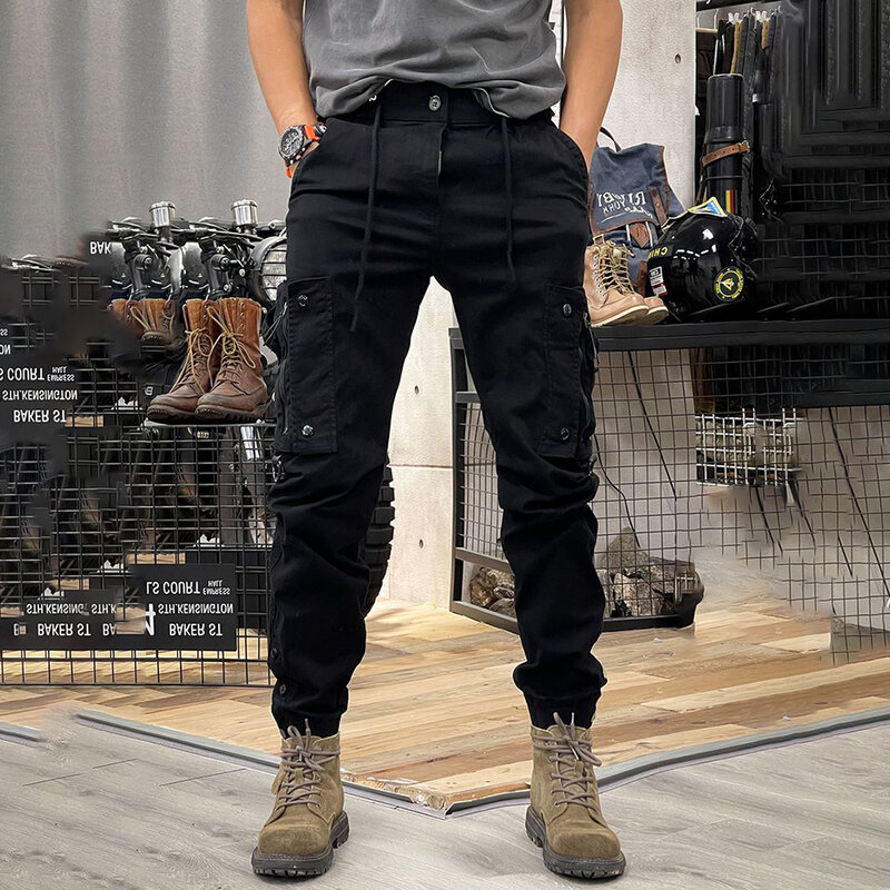 New American Style Functional Overalls Men's Trendy Brand Niche Punk Rock Pencil Pants Man High Street Sports Casual Trousers
