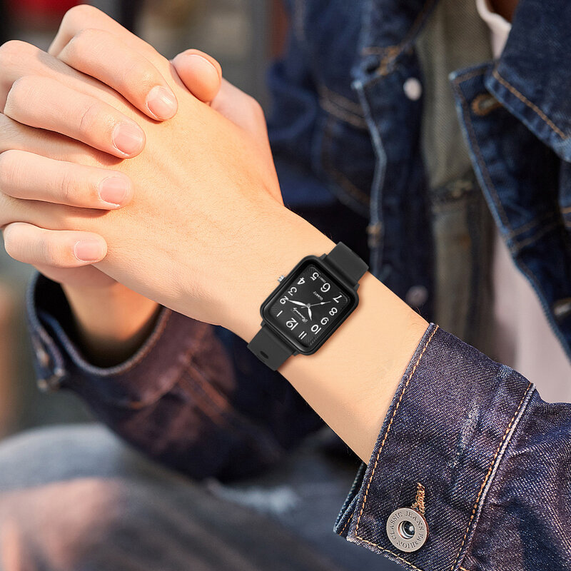LANCARDO prostokątny silikonowy dla chłopców z motywem sportowym zegarek dziewczęcy łatwy do odczytania prostokątny pasek silikonowy modny zegarek prezent na walentynki