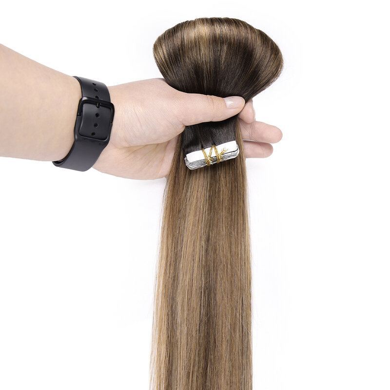 Klebeband in Haar verlängerungen 20 teile/paket natürliches Haar hinzufügen Highlight glattes Haarband in Echthaar verlängerungen für Frauen 24 Zoll