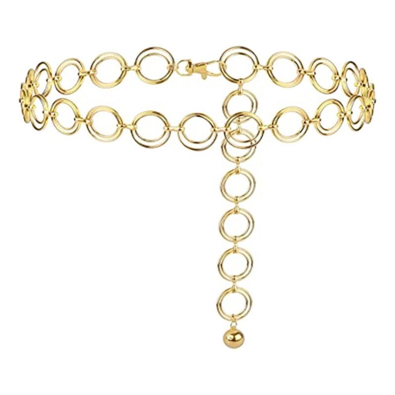 Fajas adelgazantes informales elegantes para mujer, banda de cintura de doble anillo, cinturón de cadena de Metal, pretina de aleación de lujo