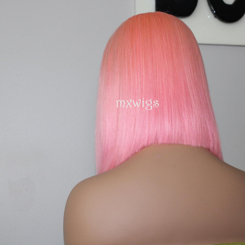 MXWIGS-peruca dianteira sintética do laço do cabelo rosa para mulheres, cabelo do bebê, macio, cosplay, longo, glueless, preplucked, resistente ao calor, 26"
