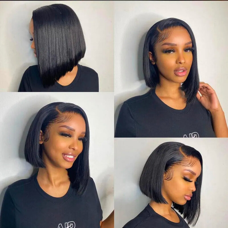 Short Bob Hair Wig Human Hair Brazilian 4x4 Closure Straight Lace Front Wig Transparent 13x4 HD Lace Frontal Wigs For Women