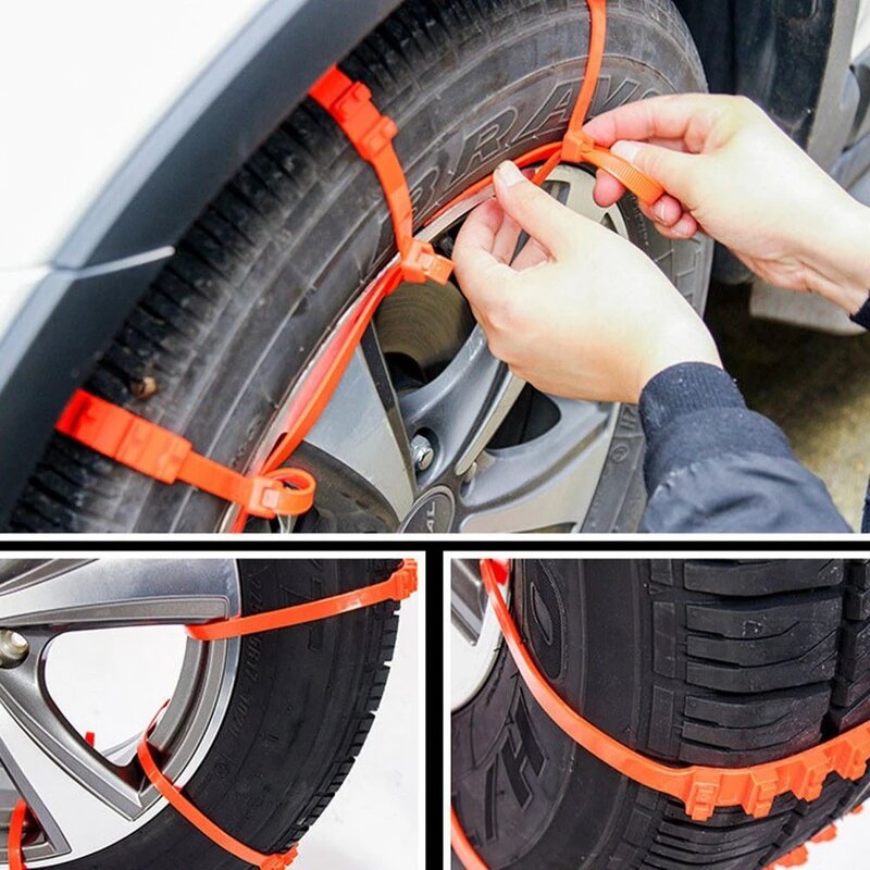 10 pces carro pneu de inverno rodas correntes de neve pneu de neve correntes anti-skid roda pneu cabo cinto de inverno ao ar livre corrente de emergência