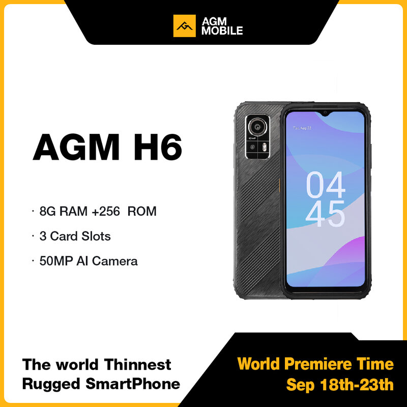 AGM H6 Rugged Machine 8G RAM 256G ROM 50MP fotocamera impermeabile a prova di caduta 6.56 pollici HD + Display con batteria NFC 4900mah