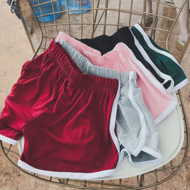 Pantalones cortos deportivos para mujer, Shorts informales de Color sólido a la moda para Yoga, playa, correr y Fitness, Color caramelo