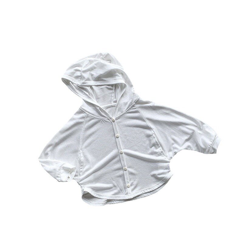 Новинка лета 2024, Детская тонкая Солнцезащитная одежда, хлопковая однотонная Детская универсальная куртка для маленьких девочек, толстовка для мальчиков