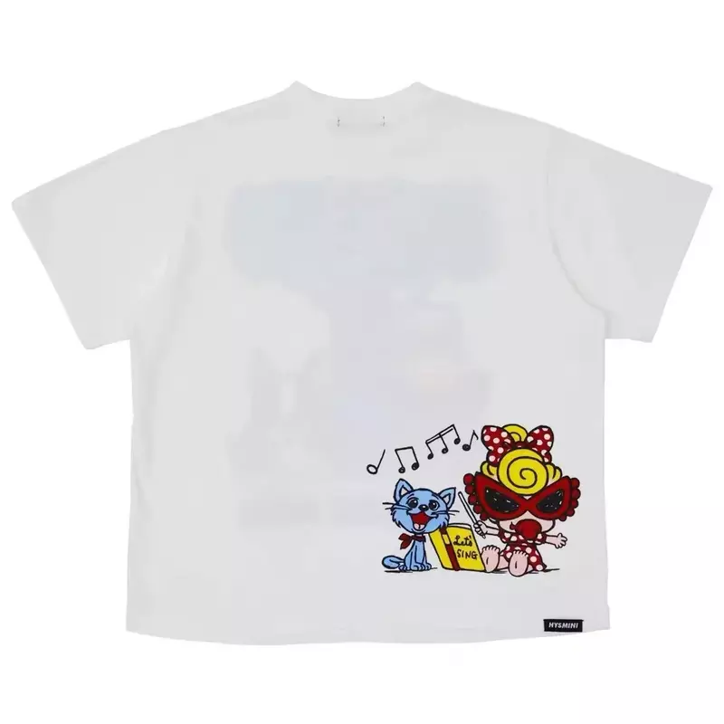 Camiseta de manga corta de algodón para niña y niño, ropa de una pieza con estampado de gato y perro, color negro, 2024