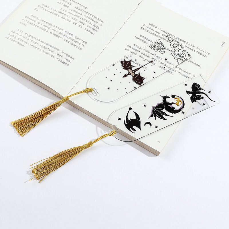 Marcapáginas de dragón negro de Anime, regalo de colección para amantes de los libros, marca de libro acrílica para hombres, mujeres, profesores, amigos, niños, marcador de lectura
