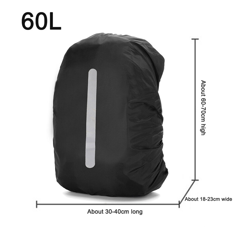 35L/60L Backpack Rain Cover Outdoor Hiking Mountaineering Waterproof Bag Cover Reflective Night Cycling Safety Light Raincover