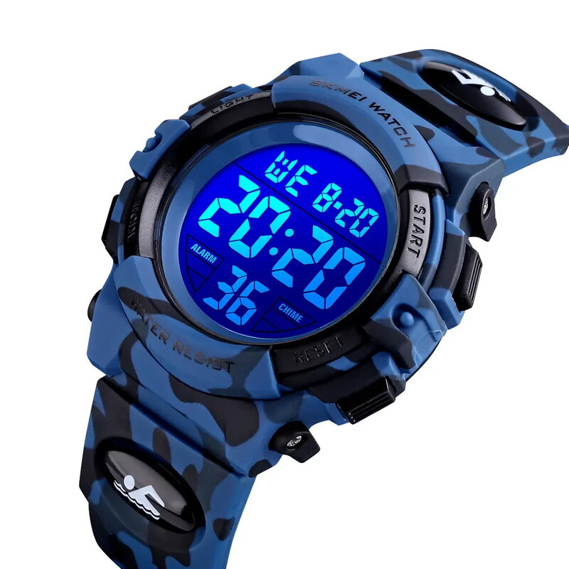 Nieuw Ontwerp Kinderen Outdoor Sport Waterdicht Horloge Jongens Student Camouflage Lichtgevende Digitale Horloges