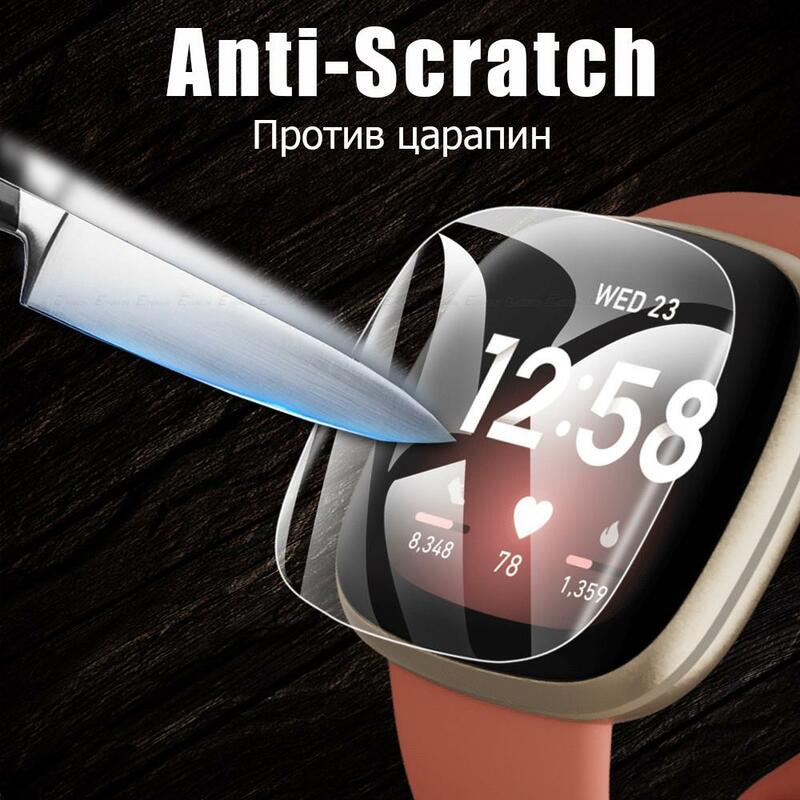 Película protectora transparente de TPU suave para reloj inteligente Fitbit Versa 4, 3, Sense 2, Versa4, Versa3, Sense2, Protector de pantalla, cubierta completa, 5 piezas