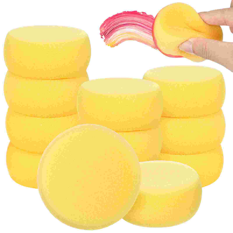 Spons kue bulat kuning spons seniman cat air sintetis bulat spons untuk lingkaran stensil kerajinan tembikar kue bulat