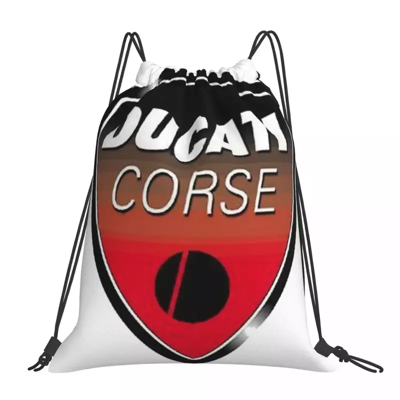 Super Bike Ducati Corse Backpacks Portable Drawstring Bags Drawstring Bundle Pocket Storage Bag Book Bags For Travel Students