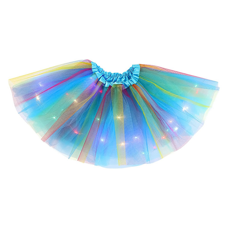 LED Stars Sequined Dance Dress para meninas, roupas de festa, azul