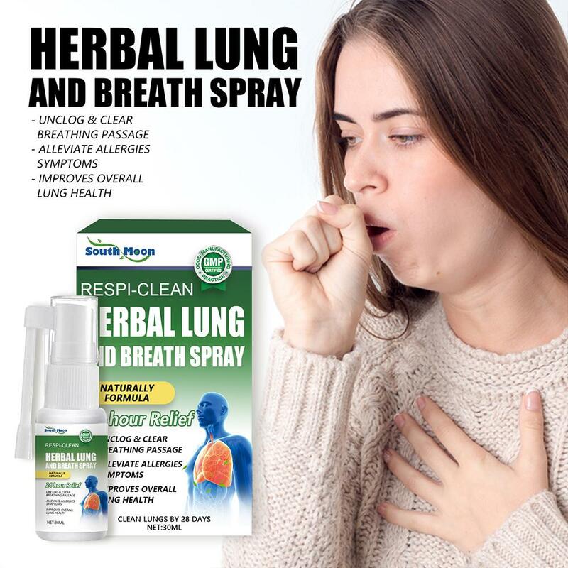 Dużo ziołowy Spray oczyszczający płuca detoks oddechowy łagodzi trudności w oddychaniu kaszel leczenie swędzącego zapalenia gardła
