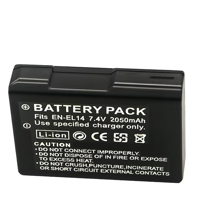 Bateria da câmera, 2050mAh, EN-EL14a, apto para Nikon P7000, P7100, P7800, P7700, D3100, D3200, D3300, D3400, D3500, D5600, D5100, D5300