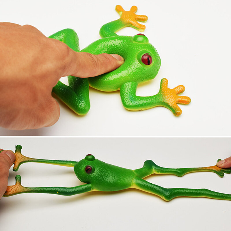 Creative Funny Toy Squishy Frog Toy Simulation Soft Stretchable Rubber Frog Model Spoof Vent Toys for Children Kids Adults Jokes