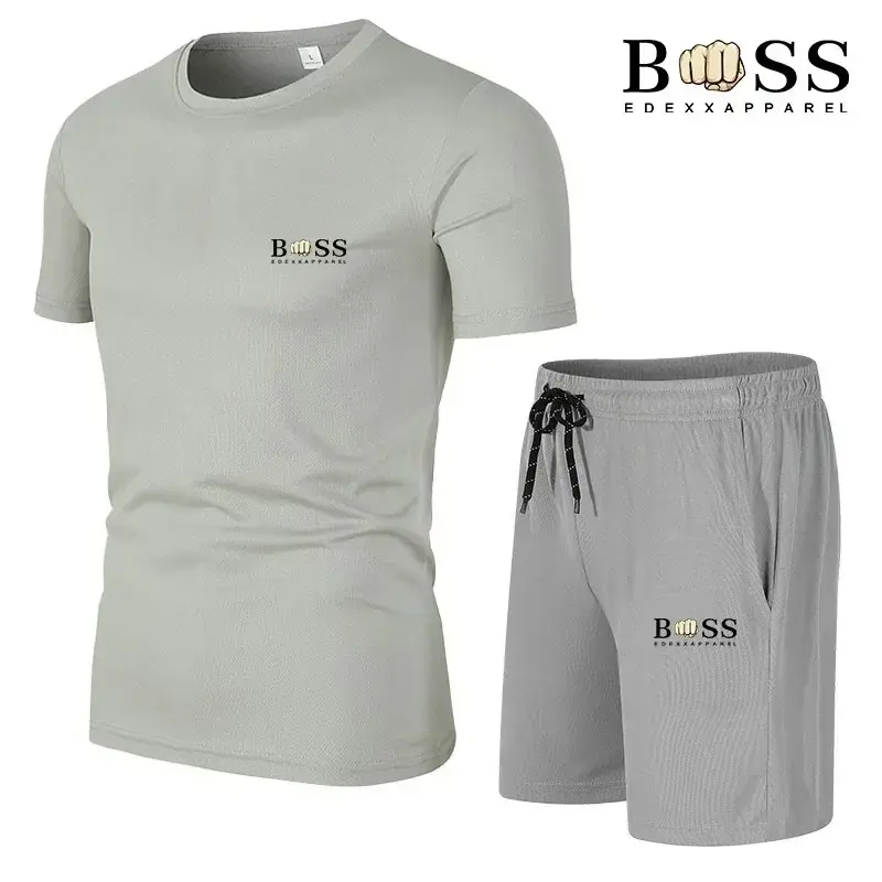 Camiseta de manga curta masculina e shorts esportivos de 2 peças, terno casual de corrida, moda, verão, novo, 2022