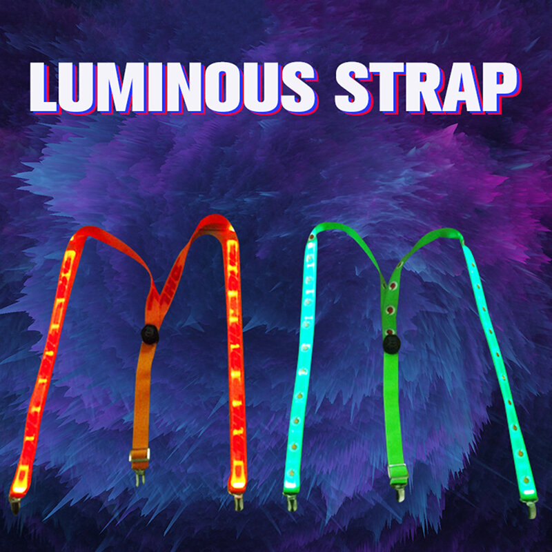 Men's LED Light Up Suspenders Unisex 3 Clips-on Braces Vintage Elastic Y-shape Adjustable Trousers Suspender For Festival Club