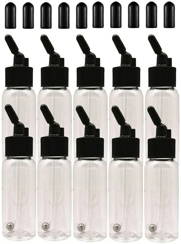 Joystar 10er Pack 30ml Airbrush-Plastik flaschen Gläser mit Verschlüssen für Dual- Action-Siphon-Saug-Airbrush