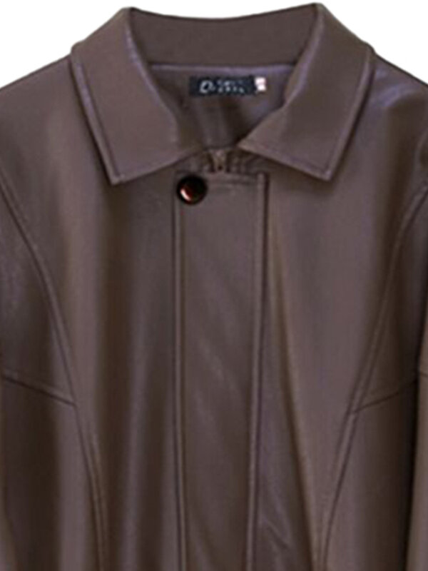 Женская кожаная куртка в стиле ретро, черно-коричневая, на молнии, с длинным рукавом, свободная, повседневная, крутая, Корейская одежда, на весну и осень, новинка 2024