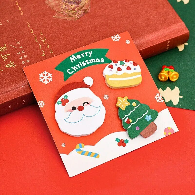 60 lembar catatan tempel merekat sendiri penanda buku lucu Natal Memo Pad DIY Kawaii Notepad Sticker Diary perlengkapan kantor sekolah